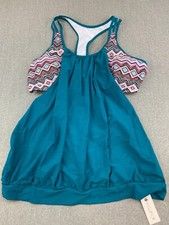 Holipick Tankini Swimsuit Athletic Top Womens size 16W Aztec Print Teal Blue Fun