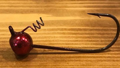 5pk 1//4oz Ned Head With Screw Loc Redbug Powder Coated 3//0 Hook