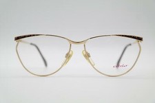 Vintage Atrio 312-510 Gold Copper Black Oval Glasses Frame NOS