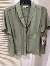 Jones New York Suit Separates Blouse 22W Fresh Meadown Sage New