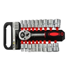 Set chiave a cricchetto reversibile 1/2 pollici e 18 bussole da 8-32mm esagonale