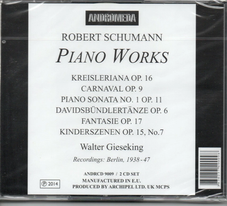 SCHUMANN - KREISLERIANA OP16 - CARNAVAL OP.9 - ETC - WALTER GIESEKING 1938-1947 - Image 2 of 2