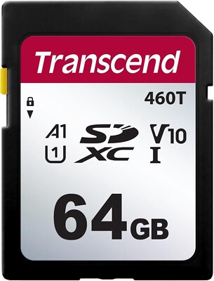 Transcend 64GB 460T SDXC V10 U1 A1 SD Memory Card Model TS64GSDC460T-VS1