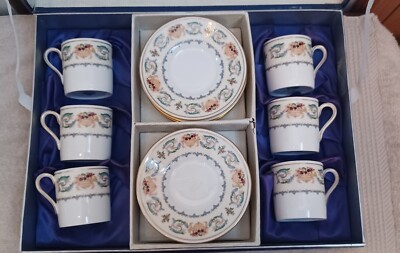 Aynsley Cup & Saucer Demitasse  Banquet Set Of 6 In Original Presentation Box