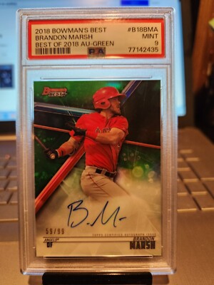 2018 bowman Brandon marsh auto リフ PSA9 2018 Bowman Chrome Brandon Marsh Prospect Autograph SGC 8.5 10