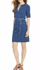 $120 NWT Lauren Jeans Co. Ralph Lauren S Dress Striped Henley Blue Knit Shirt