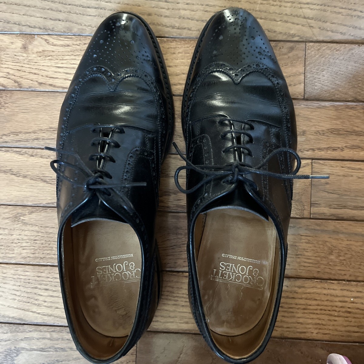 靴 Crockett & Jones Swansea 7E Crockett and Jones Swansea Size 7 1/2 E Wing Tip In Black