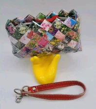 Nahui Ollin Colorful Florals Wrapper Wallet Clutch Wristlet • EUC