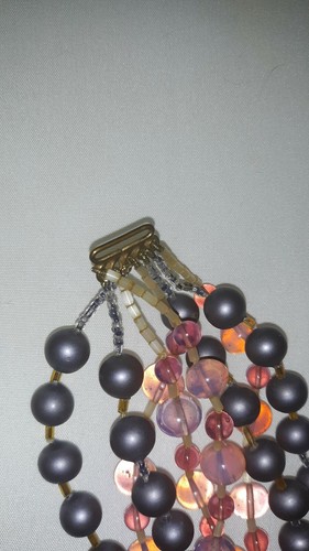 VINTAGE "ORNELLA" COLLECTIBLE NECKLACE 8 Strand, MADE IN ITALY Pinks & Purples. - Picture 8 of 12