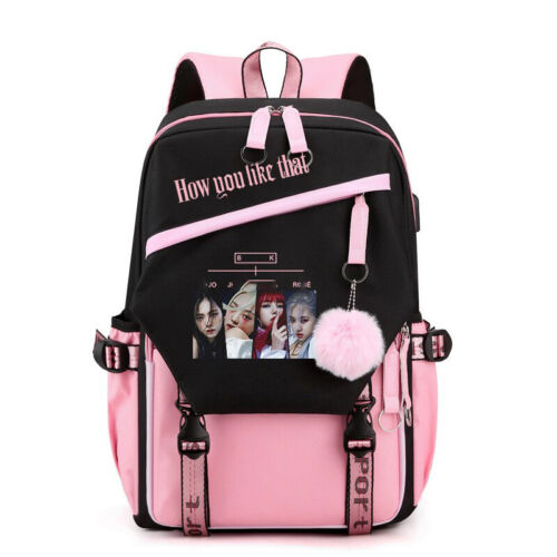 Kpop ROSA NEGRO Mochila Escuela Bolso de Hombro USB Cool Bag Para hombres Mujeres - Imagen 17 de 48