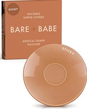 Bare Babe Sensitive No Nipple Reusable Silicone Nipple Covers - Waterproof, Nude