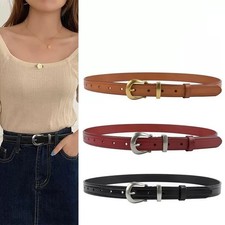 Real Leather Waist Belt Gold Silver Buckle Women Dresses Coats Casual Waistband