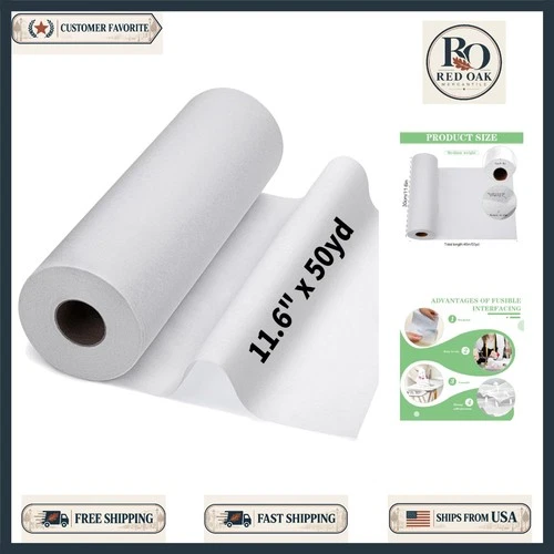 Versatile Fusible Interfacing Fabric - 11.6" x 50 yd, Ideal for Any Fabric Type - product listing photo