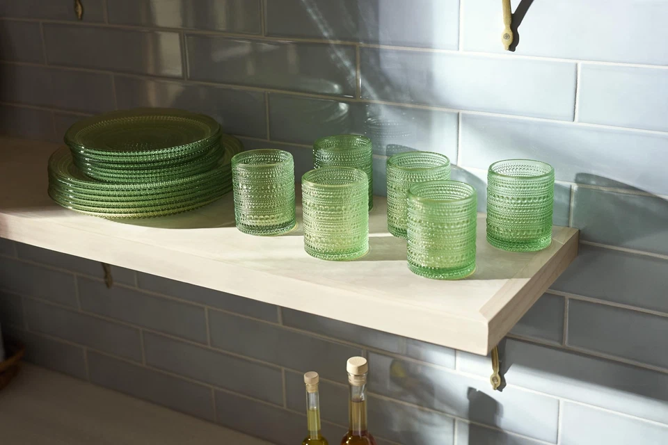 Vaso Jupiter Hobnail, plato de cena de 10,5" (juego de 4), verde salvia Foto 2 de 3