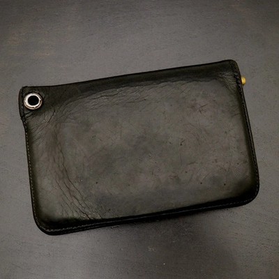 Chrome Hearts 2ZIP Wallet Silver x Leather Black Bifold Cross