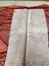 Vintage Japanese Kimono Haori Red Shibori Pattern Traditional Jacket