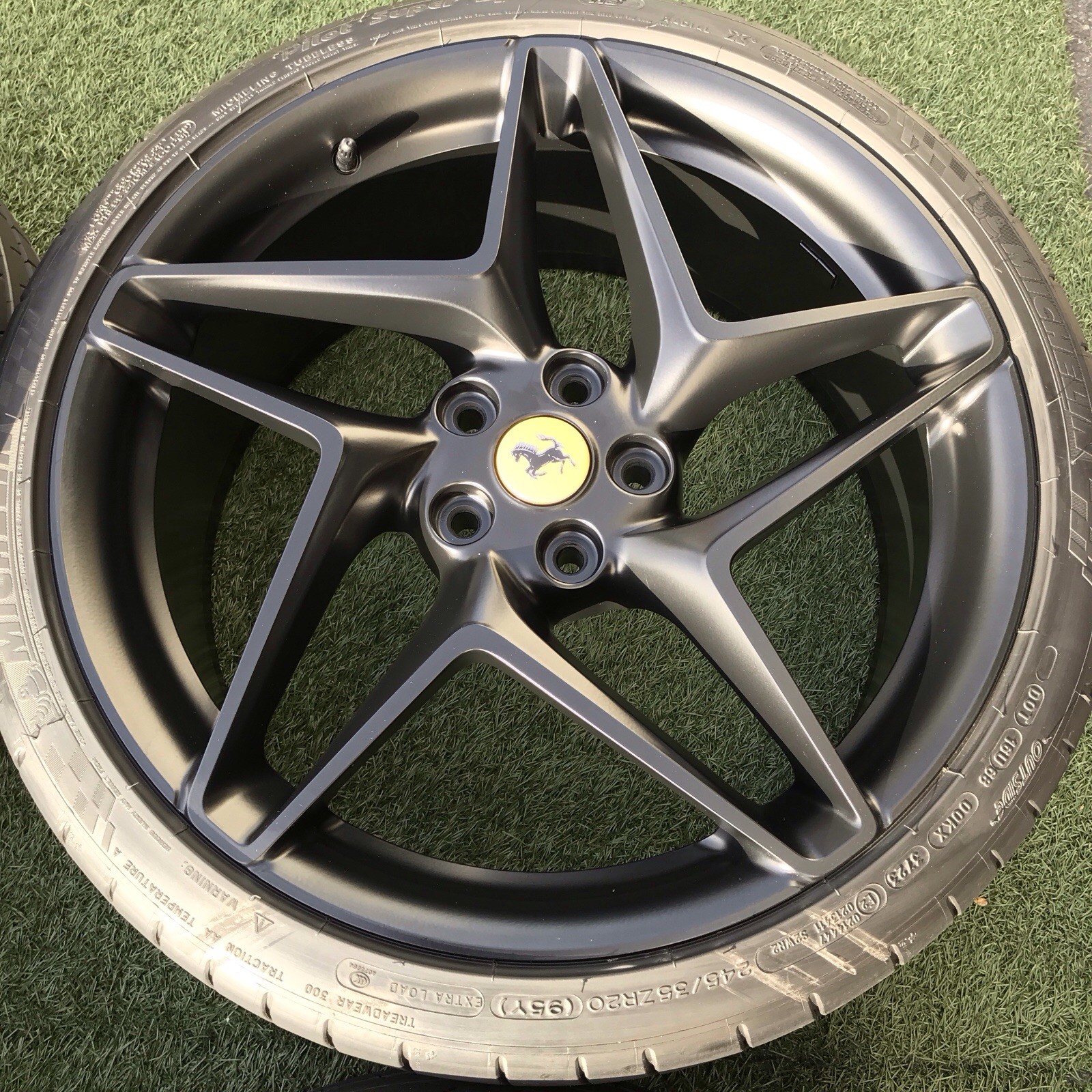 20 FERRARI F8 RIMS TIRES FACTORY OEM 861242 861252 TRIBUTO GENUINE BLACK