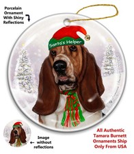 Basset Hound Santa's Helper Holiday Ornament
