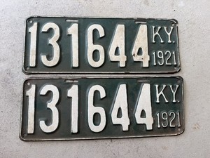 1921 Kentucky License Plate Pair - 131644 - Rare Pair