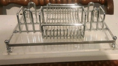 Vintage Charles Hollis Jones VANITY TRAY- Chrome  Lucite MCM Tray Organizer