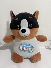 Soft Small Plush Stuffed Dog, Brown Black White, Ages 3-5 6-14 in