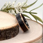 8mm Faceted Black Tungsten Carbide Ring With Rose Gold Edge Unisex Modern Design — photo 4