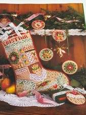 Country Lace Christmas Stocking Cross Stitch Pattern Magazine Pages