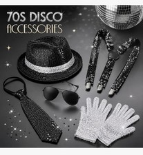 Unisex Halloween 70s 80s Disco Performance Costume Sparkly Sequin Dance Star Set