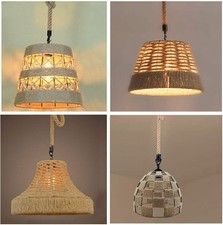 Hemp Rope Easy Fit Lampshade Pendant Light Shade Rattan Natural Lampshade