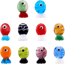 20 Pcs Fish Glass Beads Cute Animal Lampwork Glass Loose Bead for DIY Crafts Nec