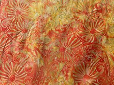 Orange/Gold Batik Fabric. 100% Cotton. 1 Metre Length