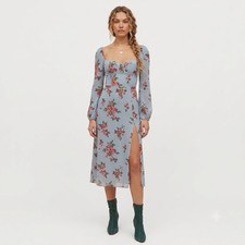 Reformation Shelby Floral Midi Dress Size 8 Long Sleeve