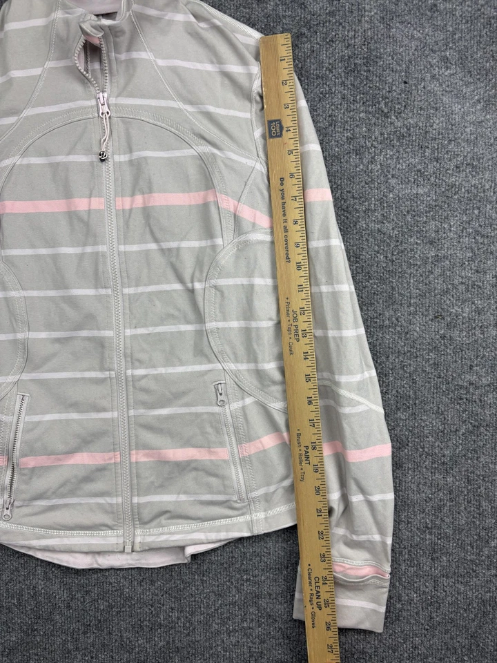 Lululemon Jacket Womens 12 Gray Pink Stripe Define Full Zip Athletic Thumbholes - Image 4 of 4