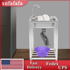 Stainless Steel Freestanding Sink With Large Basin And 360 Rotatable Faucet