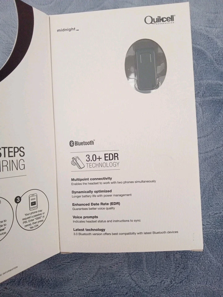 New QuikCell Q9V3.0 Light Small Universal Bluetooth Wireless Headset Q9BLK-3 - Image 3 of 4