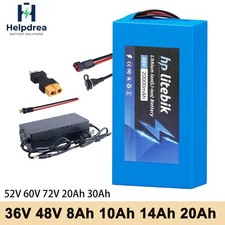 72V 60V 52V 48V 36V 8Ah 10Ah 14Ah 20Ah Ebike Lithium Battery for 0-3600W Motor