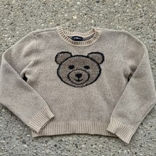 Amy Byer Sweater Girls XL 16 Bear Face Crewneck Pullover Soft Knit Cute Youth