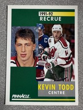 1991-92 Pinnacle French Kevin Todd Rookie Card #308 New Jersey Devils. rookie card picture
