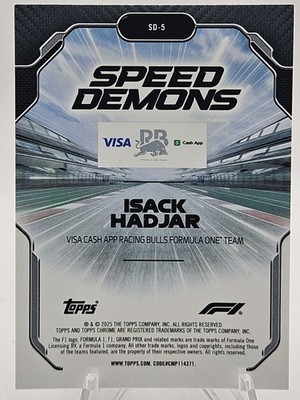 2025 Topps Chrome Formula 1 F1 #SD-5 Isack Hadjar Speed Demons
