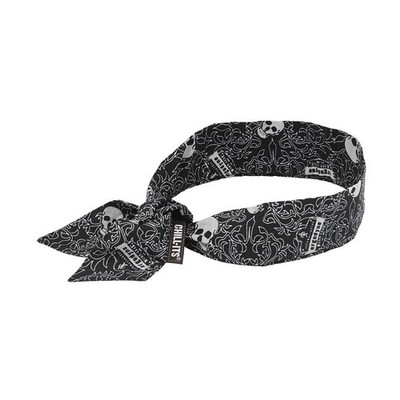 CHILL-ITS BY ERGODYNE 52HZ97 PK 6 Evaporative Cooling Bandana,Black/White 52HZ97