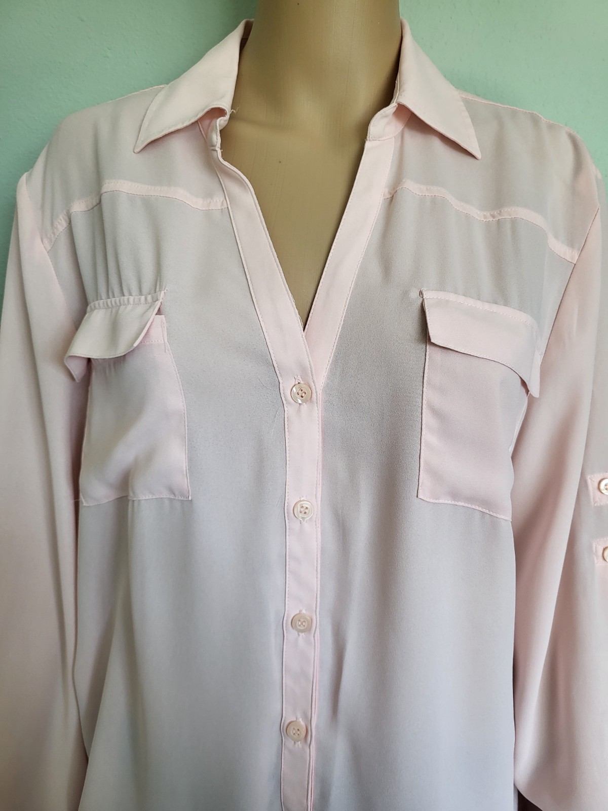 New York And Company Bottom Up Shirt Pink Size XL