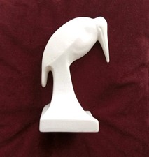 1930 Art Deco White Crackle Glaze Marabou Bird Designed By Leen Muller