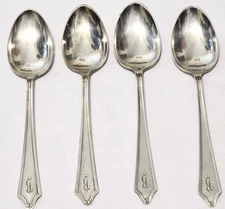 INTERNATIONAL SILVER  Set of 4 MINUET STERLING  "B" MONOGRAM  Teaspoons