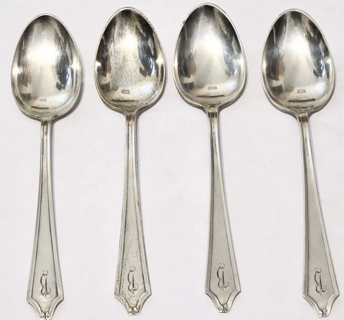INTERNATIONAL SILVER  Set of 4 MINUET STERLING  "B" MONOGRAM  Teaspoons