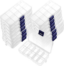 32 Pack 10 Grids Plastic Bead Box Organizer, Clear Plastic Organizer Storage Cra