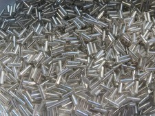 Czech Bugle Beads 40 gr / 1.4 oz Crystal Silver Glass Tube Size Small,