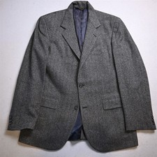 Vtg USA Made Southwick 40R Gray Herringbone Wool Tweed Blazer Jacket Sport Coat