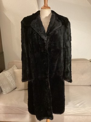 Eleganter fast antiker Vintage Pelz Mantel schwarz wohl Maulwurf um 1940 Gr. S