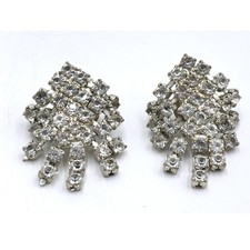 Vintage Sparkling Crystal Cluster Silver Tone shoe clip scar clips NEW