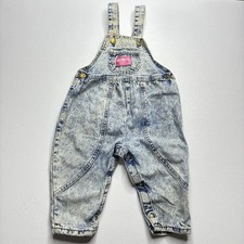 Vintage OshKosh B  gosh Baby Overalls 12  18 Months Acid Wash Denim Vestbak USA